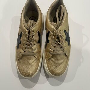 Golden Goose Gold Sneakers with Black Star